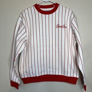 Bogey Boys Golf Sweatshirt‎ pinstripe red crewneck white red men's medium
